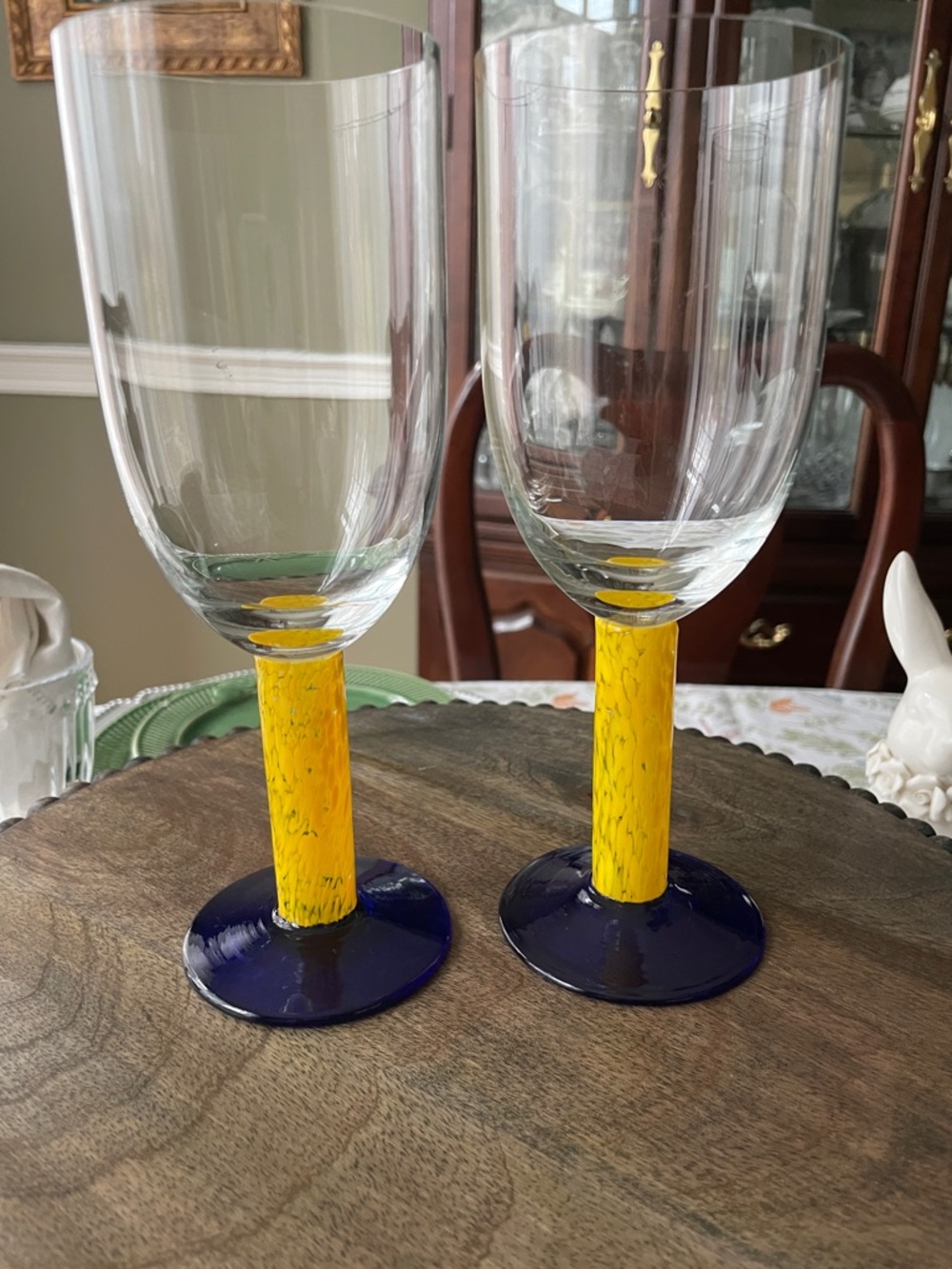 Caribe by Dansk Yellow Stem Art Wine Glasses - Set of 2